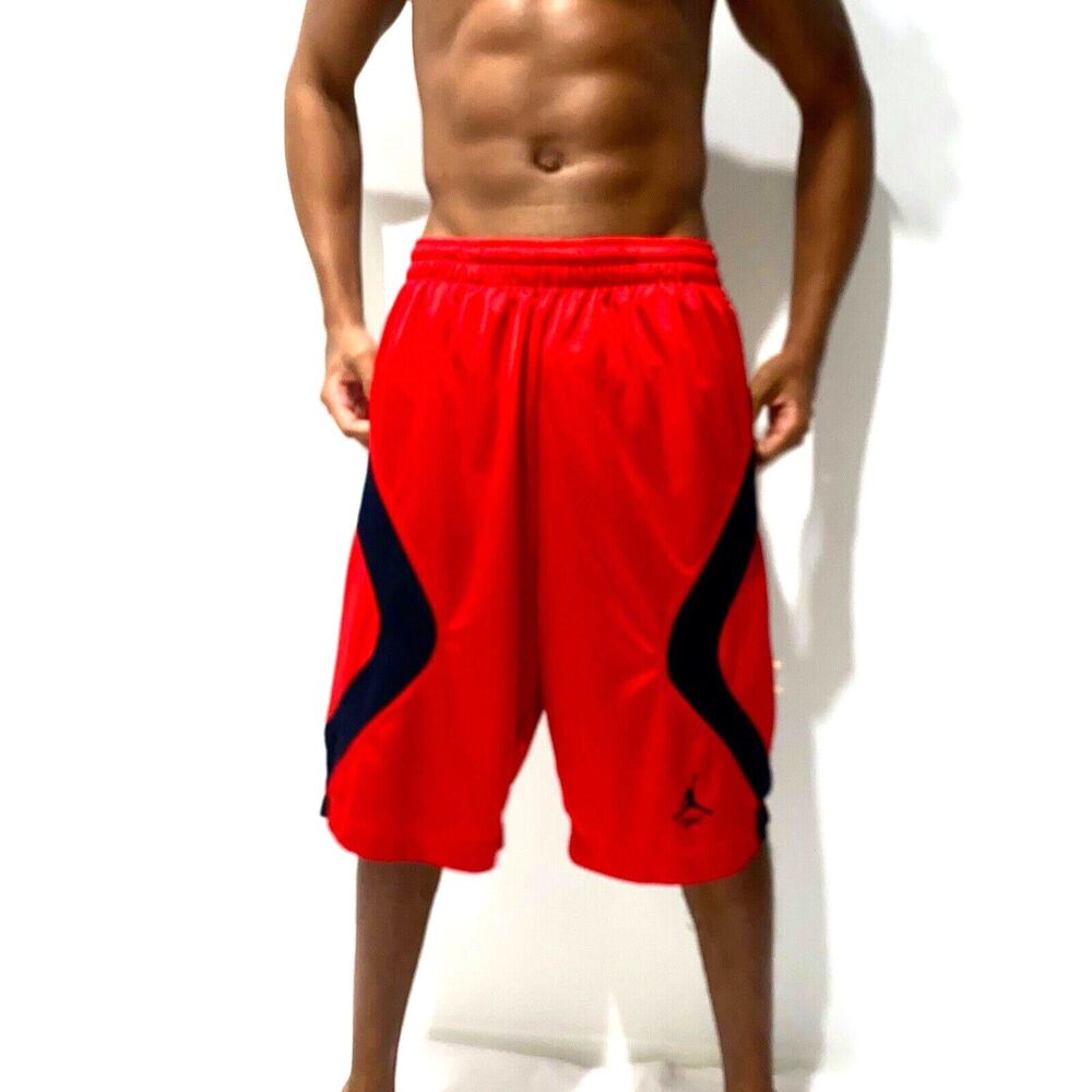 Jordan Vintage Super Rare Signature Basketball Shorts Dazzle Red Black